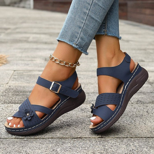 Chic Floral Sophie Laurie Plus Size Platform Sandals