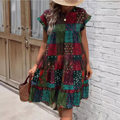 Boho Patchwork Sophie Laurie Summer Midi Dress