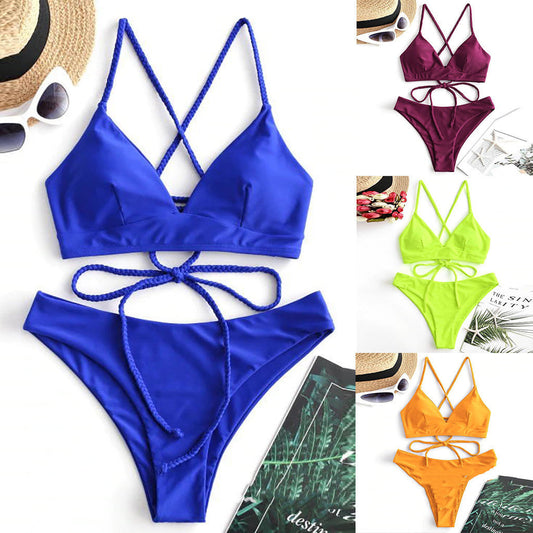 Strappy Solid Bikini by Sophie Laurie
