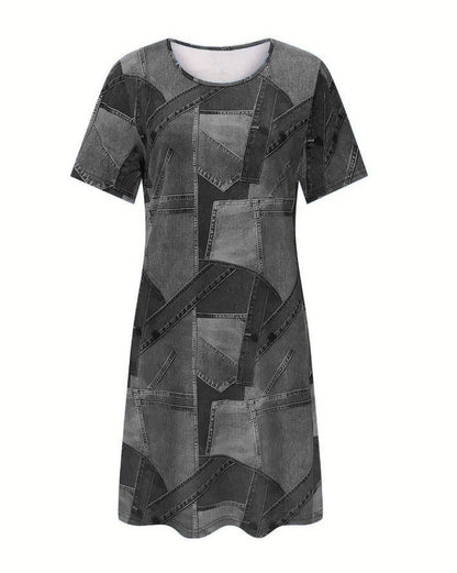 Chic Denim Print Sophie Laurie A-Line Summer Dress
