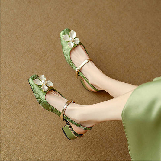 Vintage Floral Sophie Laurie Square Toe Heels