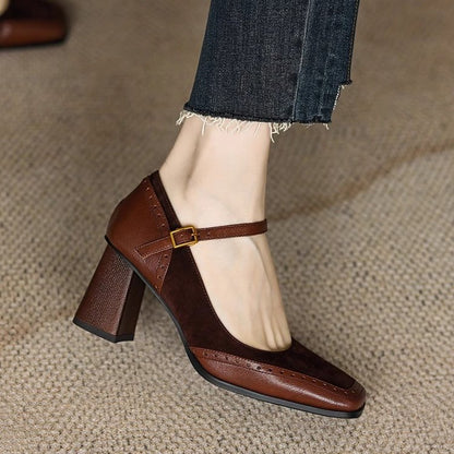 Elegant Sophie Laurie Square Toe Chunky Heels