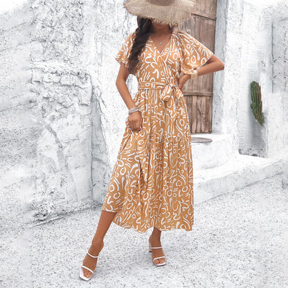 Chic Geometric Sophie Laurie Short Sleeve Midi Dress