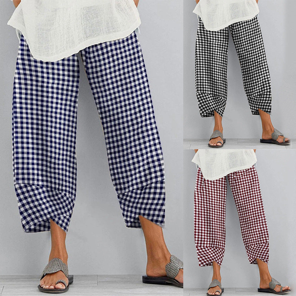 Versatile Checkered Cropped Pants by Sophie Laurie