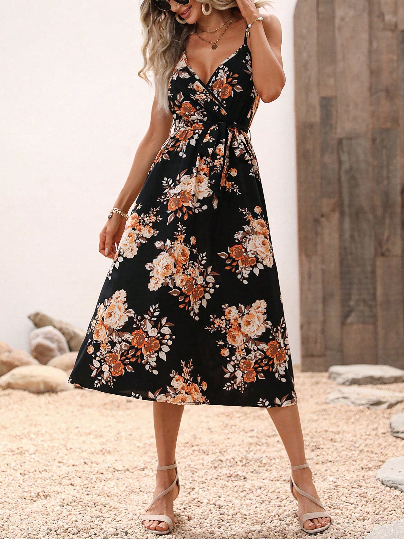 Floral Printed Sophie Laurie Summer Midi Dress