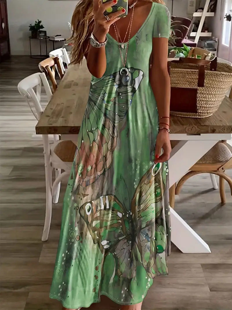 Bohemian Butterfly Print Sophie Laurie Maxi Dress