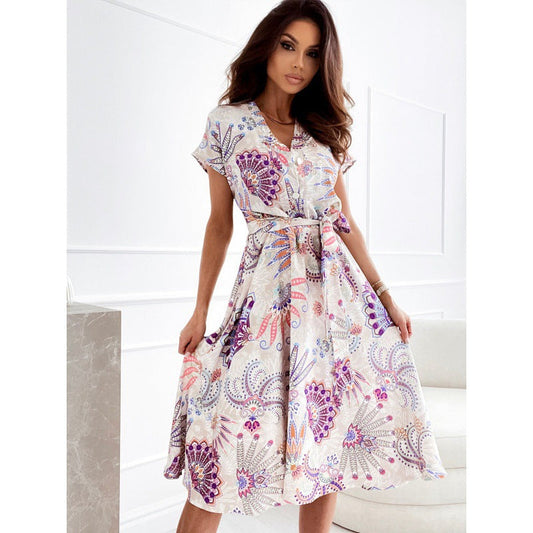 Vibrant Floral Sophie Laurie V-Neck Summer Dress