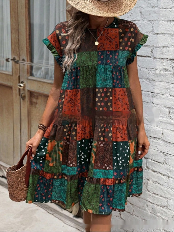 Boho Patchwork Sophie Laurie Summer Midi Dress