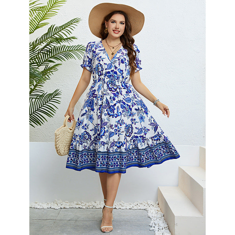 Floral V-Neck Midi Dress by Sophie Laurie