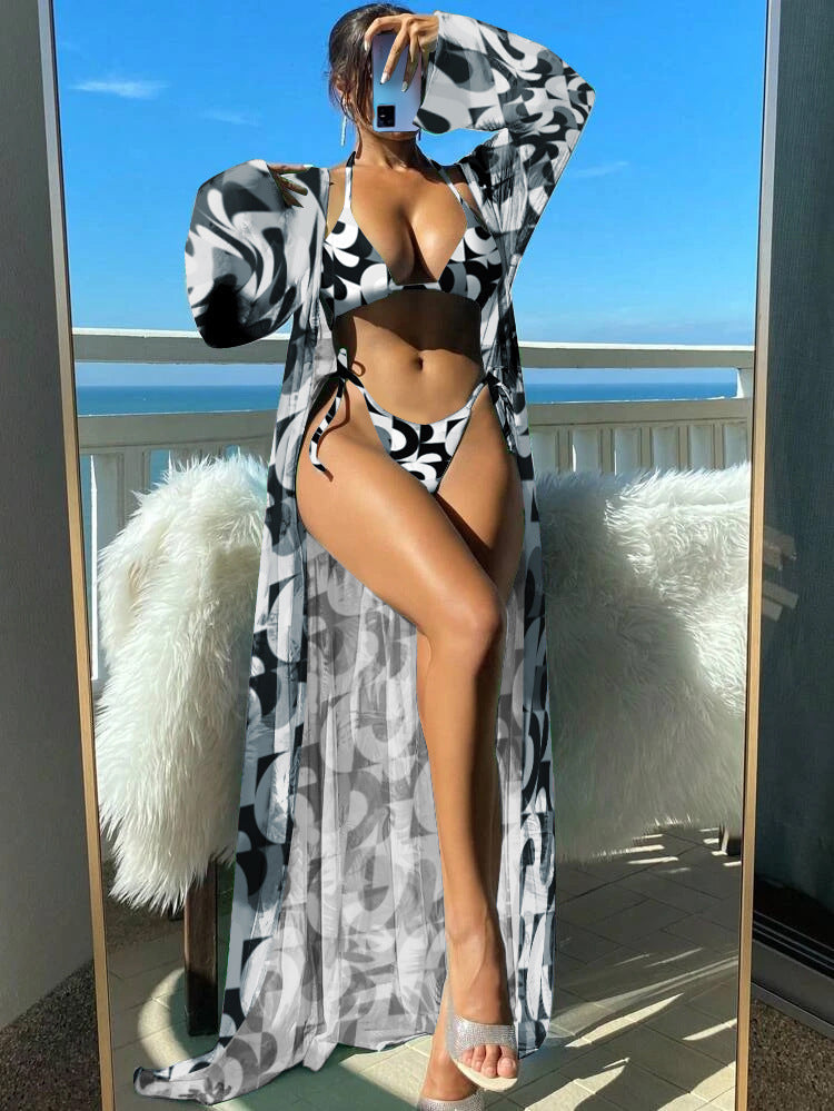 Vibrant Floral Sophie Laurie Long Sleeve Bikini Set