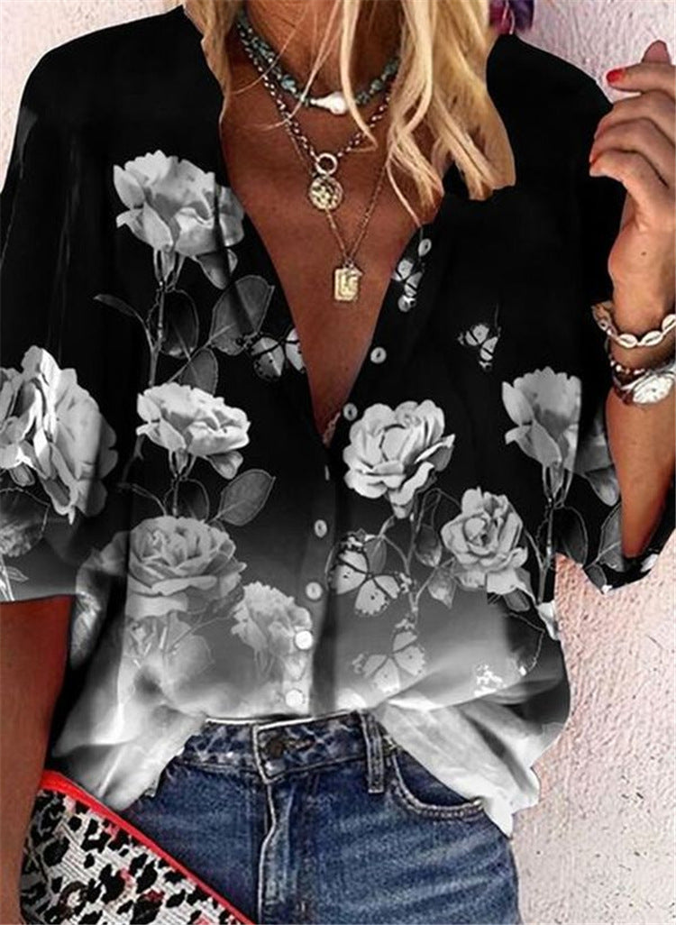 Floral Button-Up Sophie Laurie Short Sleeve Shirt