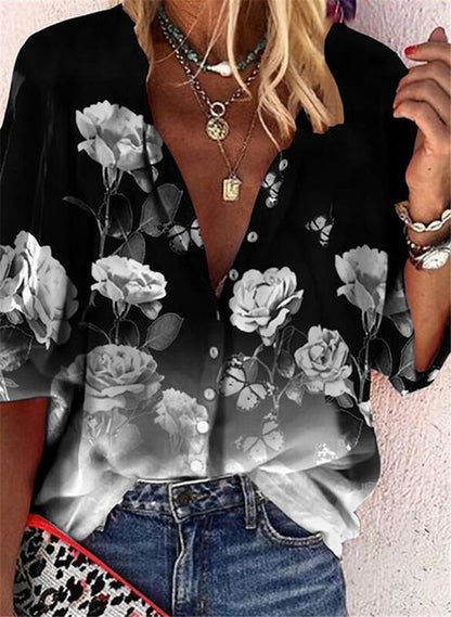 Floral Button-Up Sophie Laurie Short Sleeve Shirt