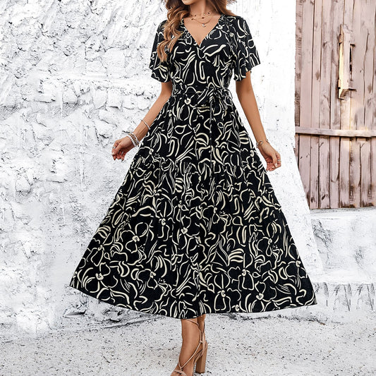 Floral Print Sophie Laurie Short Sleeve Midi Dress