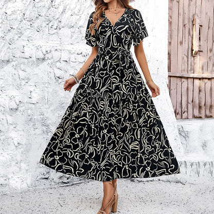 Floral Print Sophie Laurie Short Sleeve Midi Dress