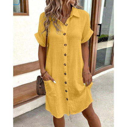 Chic Sophie Laurie Cotton Linen Shirt Dress