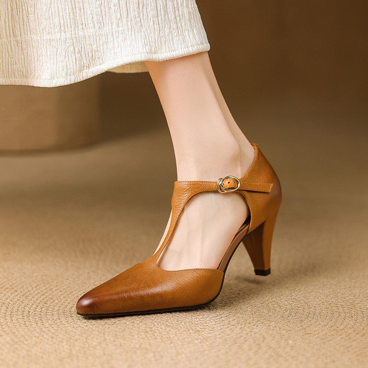 Retro T-Strap High Heel Sandals by Sophie Laurie
