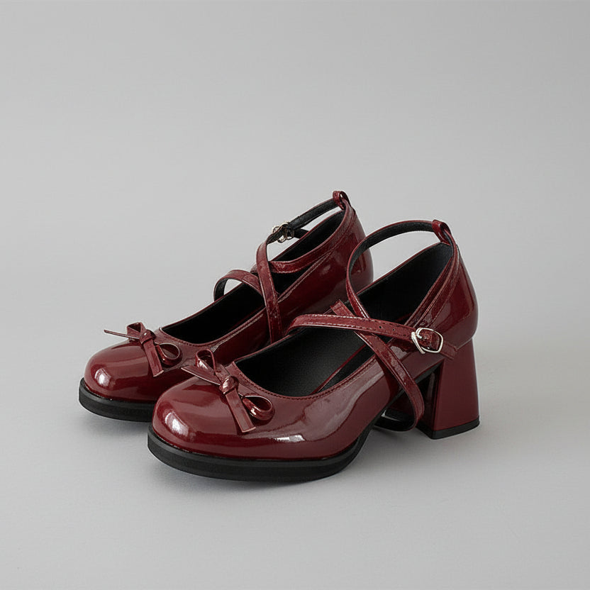 Chic Mary Jane Bow Heels by Sophie Laurie