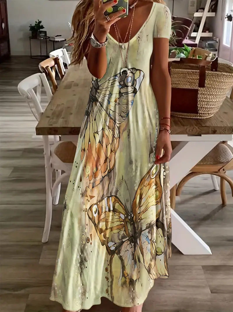 Bohemian Butterfly Print Sophie Laurie Maxi Dress