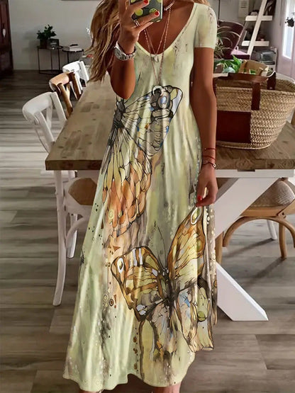 Bohemian Butterfly Print Sophie Laurie Maxi Dress