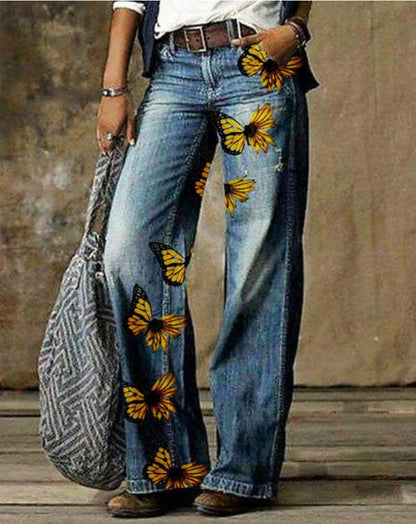 Artistic Floral Wide Leg Pants by Sophie Laurie
