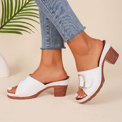Chic Buckle High Heel Sandals by Sophie Laurie