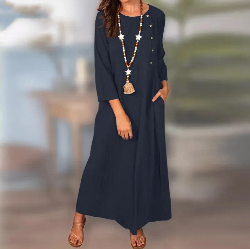 Vintage Linen Long Sleeve Dress by Sophie Laurie