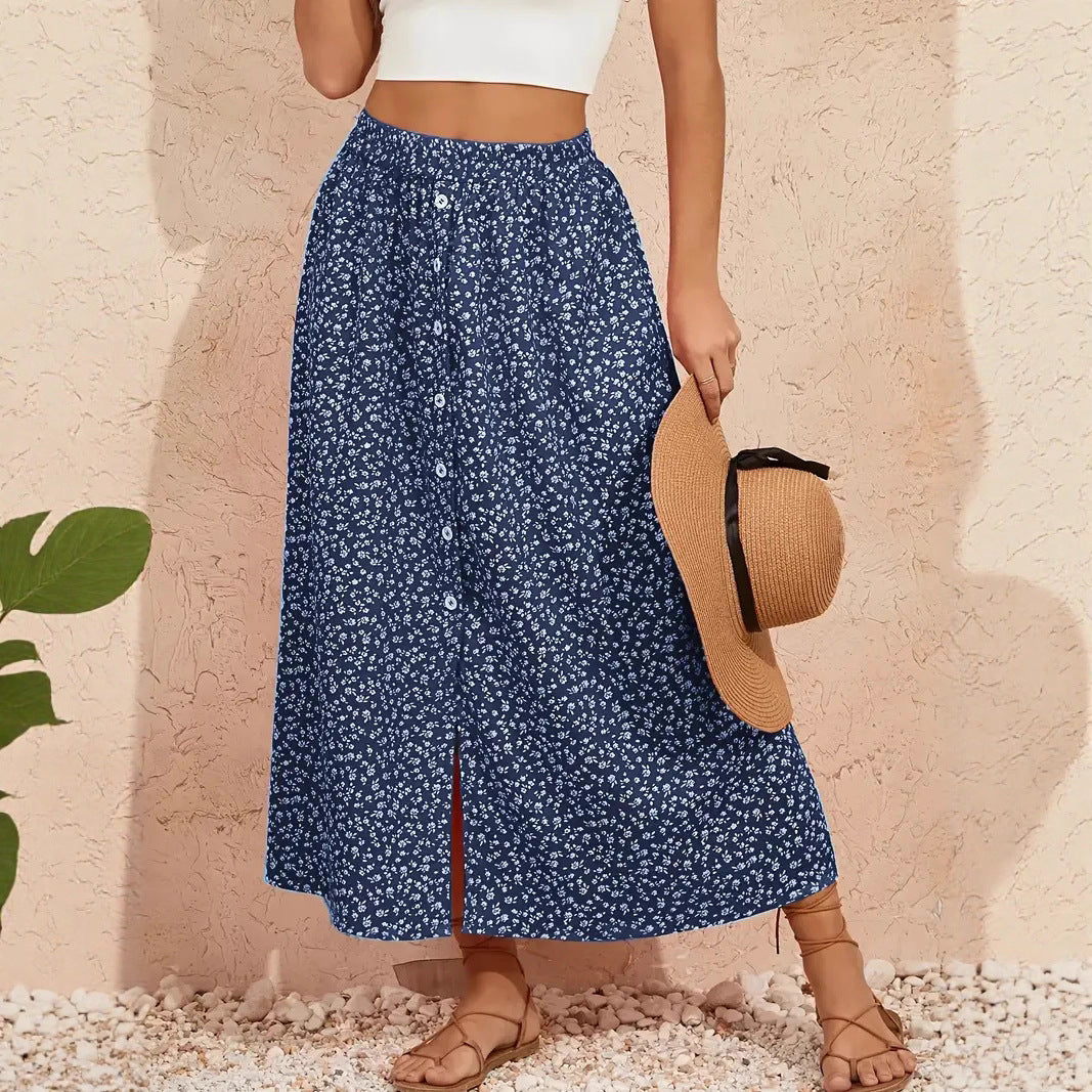 Pastoral Floral A-Line Skirt by Sophie Laurie