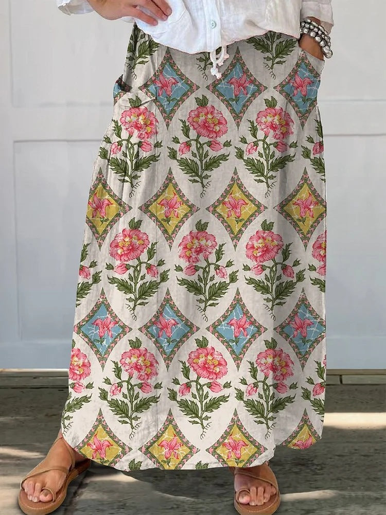 Retro Floral Sophie Laurie Everyday Pocket Skirt