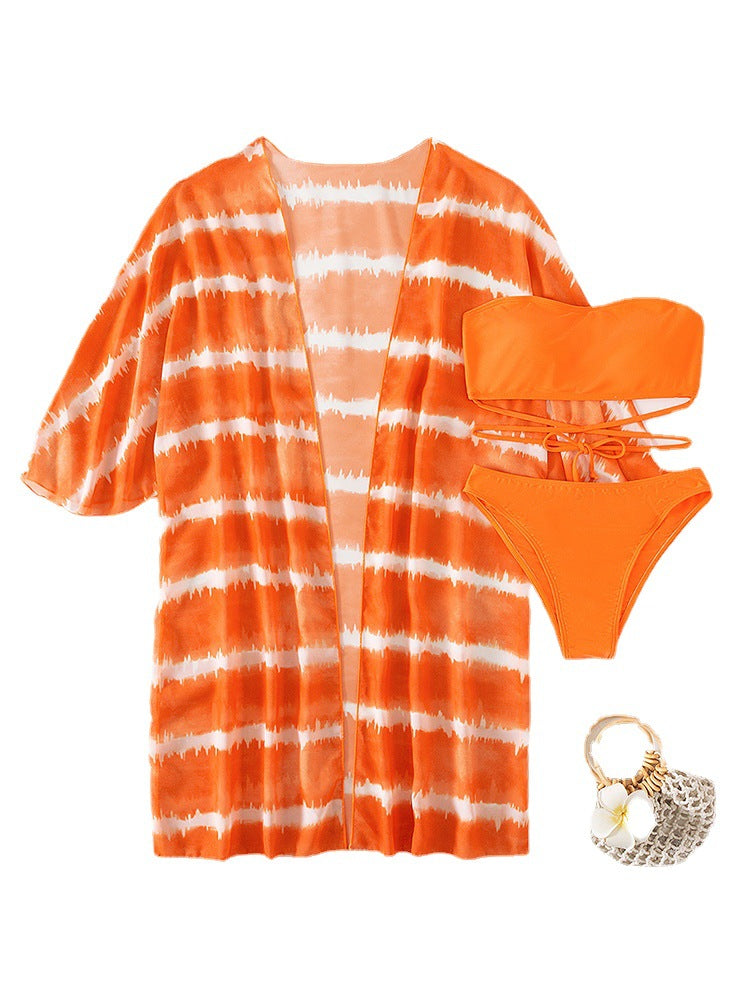 Vibrant Chiffon Three Piece Swimsuit by Sophie Laurie