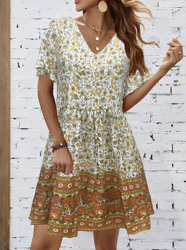Floral V-Neck Summer Dress by Sophie Laurie