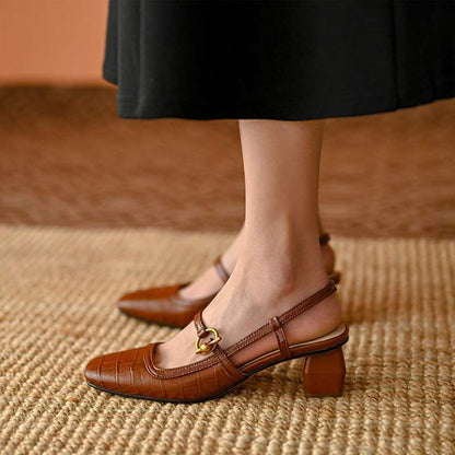 Chic Square Toe Mary Jane Heels by Sophie Laurie
