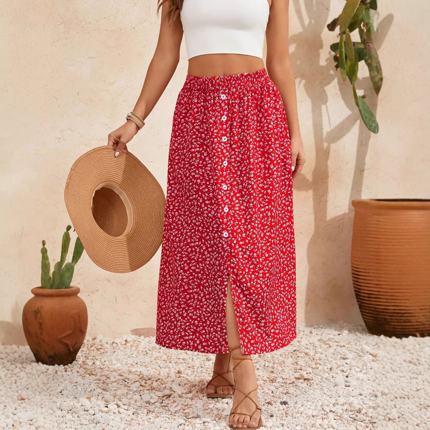 Pastoral Floral A-Line Skirt by Sophie Laurie