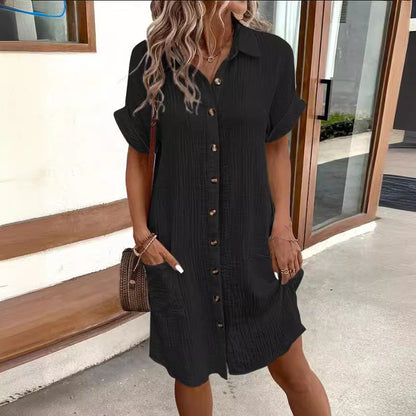 Chic Short Sleeve Shirt Dress by Sophie Laurie