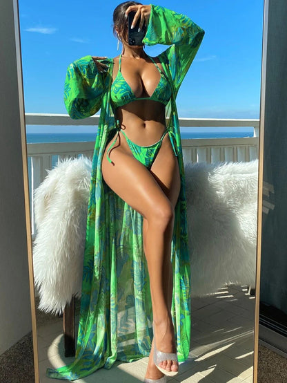 Vibrant Floral Sophie Laurie Long Sleeve Bikini Set
