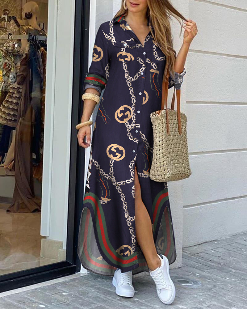 Chic Printed Sophie Laurie Long Shirt Dress