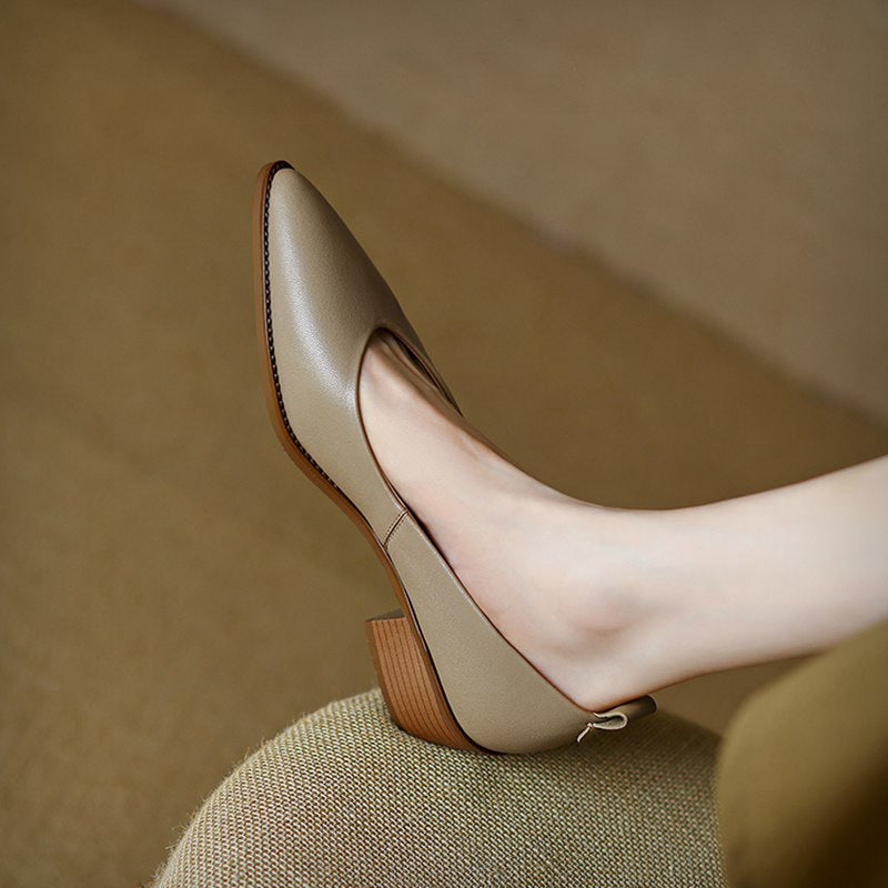 Elegant Sheepskin Low Heels by Sophie Laurie