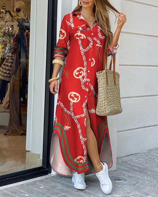 Chic Printed Sophie Laurie Long Shirt Dress