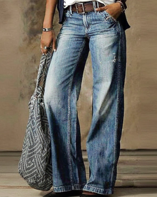 Artistic Floral Wide Leg Pants by Sophie Laurie