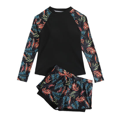 Leaf Print Sophie Laurie Long Sleeve Tankini Set