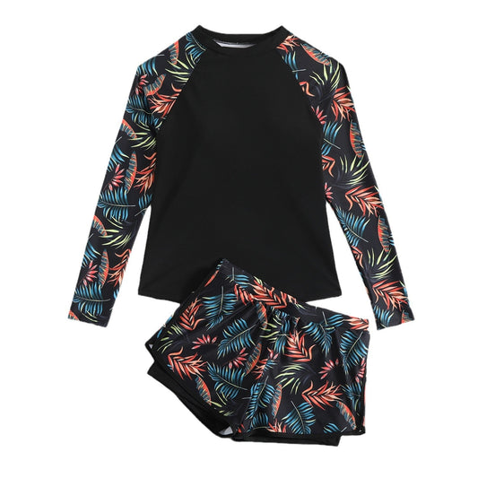 Leaf Print Sophie Laurie Long Sleeve Tankini Set