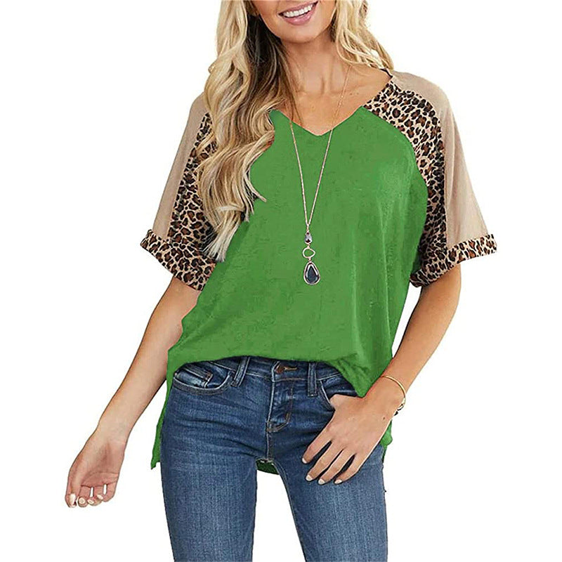 Leopard Splice Sophie Laurie Casual Short Sleeve Top