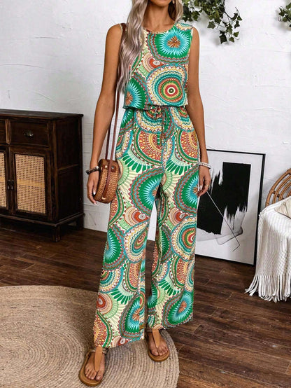 Boho Printed Sophie Laurie Sleeveless Jumpsuit