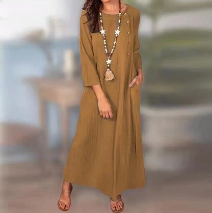 Vintage Linen Long Sleeve Dress by Sophie Laurie