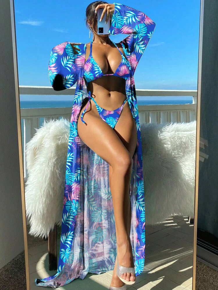 Vibrant Floral Sophie Laurie Long Sleeve Bikini Set