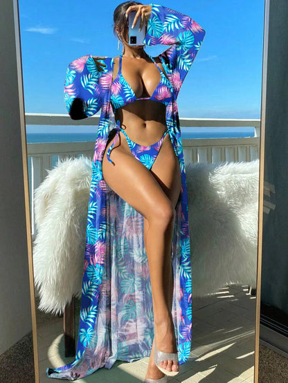 Vibrant Floral Sophie Laurie Long Sleeve Bikini Set