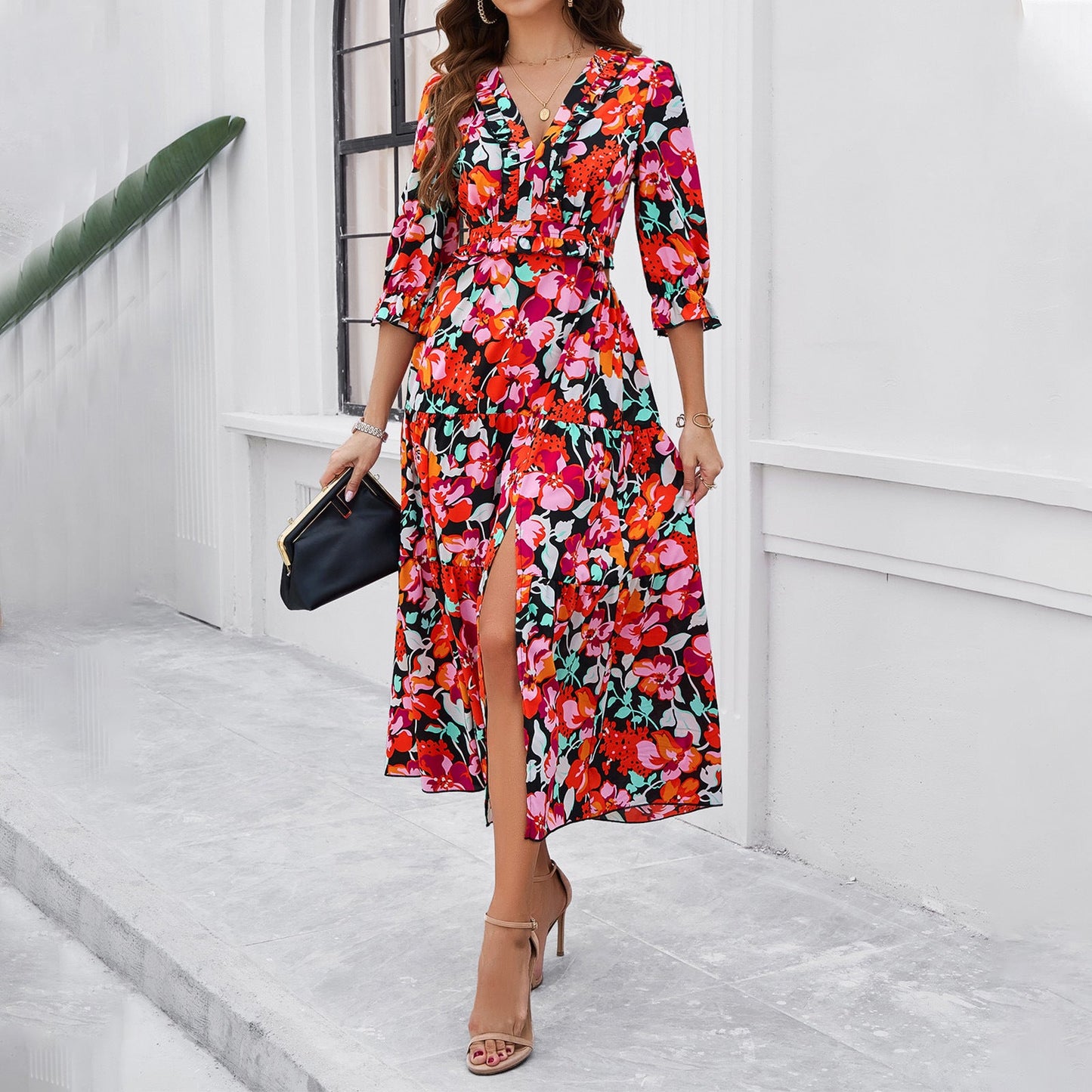 Chic Floral Sophie Laurie Vacation Midi Dress