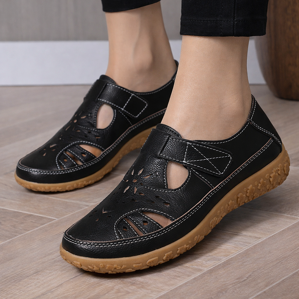 Hollowed Comfort Flat Sandals by Sophie Laurie