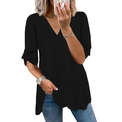 Chic V-Neck Loose Chiffon Top by Sophie Laurie