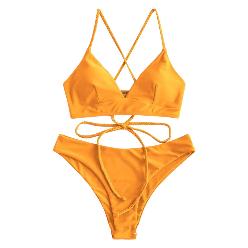 Strappy Solid Bikini by Sophie Laurie