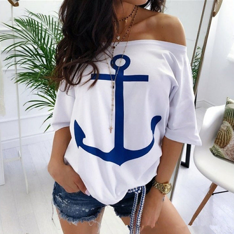 Nautical Anchor Off-Shoulder Top by Sophie Laurie